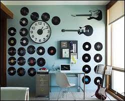 Create an elegant backdrop for your music themed event with our exclusive music of the night decorating kit. Make Your Study Room Your Music Room Too Mounted Old Gramophone Records Guitars Music Stand And Guita Music Room Decor Music Bedroom Music Themed Bedroom