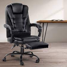 artiss electric massage office chairs recliner computer gaming seat footrest black massage office chair office chair foot rest