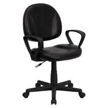 Mid Back Black Leather Ergonomic Swivel Task Chair With Arms Belnick Adjustable Office Chair Task Chair Leather Chair