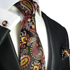 Yellow Red And Black Paisley Tie Set By Paul Malone 100 Silk 553ch Well Dressed Men Ties Mens Fashion Formal Mens Fashion