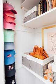 Organizing My Closet Lemon Stripes Storage Closet Organization Hat Storage Home Edit Organization