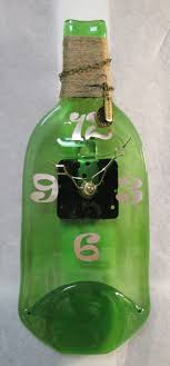 Light Green Wine Bottle Wall Clock With Gold Accents