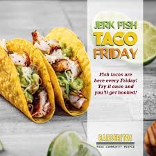 Packed with shrimp, tomato, rice, fries, salsa, pickled onion, comes with a small side of chips & salsa. Jerk Fish Taco Barberitos Southwestern Grille Cantina Facebook