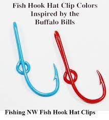 Buffalo Bills Inspired Colored Fish Hook Hat Clips Pins Etsy Hat Clips Colorful Fish Fish Hook