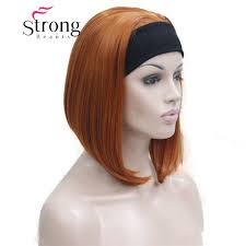 1.17 updo for short thick curly hair. Cute Bob 3 4 Wig With Headband Orange Brown Straight Women S Short Half Hair Synthetic Wigs Colour Choices Wig Women Wig Wigwig Women Short Aliexpress