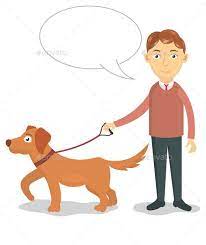A Man Walks With His Dog Dog Illustration Dogs Guy Drawing