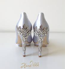 Harriet Wilde Bridgette Silver Rose Dyed Ice Blue Bridal Shoes Designer Wedding Shoes Wedding Heels