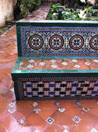 If you're not already, allow me the space to suggest why you should! Looks Beautiful But Possibly Slick If Its Wet Seville Tiled Garden Bench And Patio Spanish Style Decor Ideas De Patios Patio Tiles