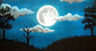 Binatang,malam lirih mengisi sunyi damai aku,berdiri dengan takjub oh langit,malam. Lukisan Pemandangan Sore Hari
