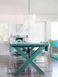 Harmonic illustration of living room, hallway, dining room. Colorful Painted Dining Table Inspiration Addicted 2 Decorating