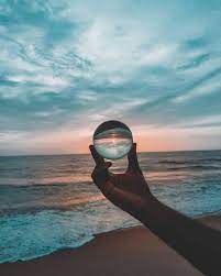 A Stunning Blue Beach Capture By Blueskywhale Lensball Lensballphotography Throughthesphere Glassball Crystalb Blue Beach Lens Ball Photography Sky Whale