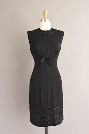 1950s Dress Jet Black Rayon Glass Beaded Bridesmaid Cocktail Etsy Vintage Dresses 50s