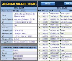 Contoh leger nilai k13 smp. Tutorial Aplikasi Excel Raport K13 Mi Mts Smp Sabiex Berbagi