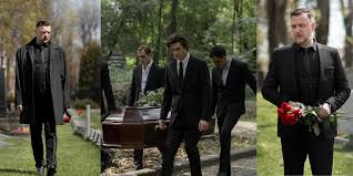 Image result for black funeral dress men