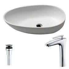 This style is meant to emulate the washing basin of ancient times. Anzzi Trident 1 Piece Man Made Stone Vessel Sink In Matte White With Crown Faucet In Chrome Walmart Canada