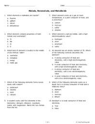 A major misconception is students don't realize that the. Metals Nonmetals And Metalloids Grade 10 Free Printable Tests And Worksheets Helpteaching Com