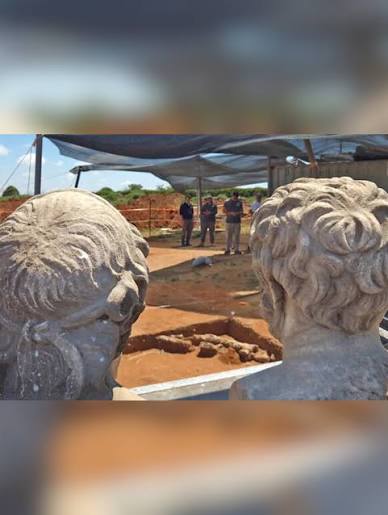 The remarkable discovery was made near Binyamina in northern Israel on the  final day of excavations at a Byzantine era wine production complex. The  two marble sculptures, each standing 22 inches (55