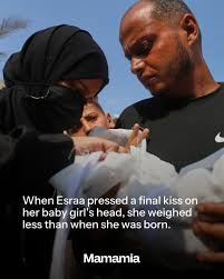 On a sunny street in shattered Gaza, the bundle containing Zainab Abu Halib  represented the latest death from starvation. The five-month-old weighed  less than two kilograms.⁣ ⁣ "With my daughter's death, many
