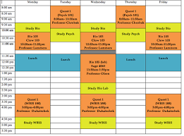Sample Schedules For Freshmen Freshman Writing Skills Study Tips