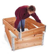 Your raised bed is also going to need corner supports. Stacking Corners For Raised Bed Or Wagon Construction Lee Valley Tools