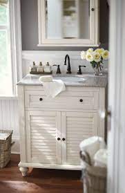 Small Bath No Problem A Single Vanity Like This One Is The Answer Loving Its Shutte Small Bathroom Furniture Bathroom Vanity Designs Small Bathroom Vanities