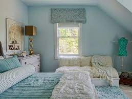 Gray and tiffany blue bedroom. Charming Aqua Blue And Gray Girl S Room Boasts Soft Blue Walls Accented With A Gold Art Piece Grey Girls Rooms Green Bedroom Walls Bedroom Paint Colors Master