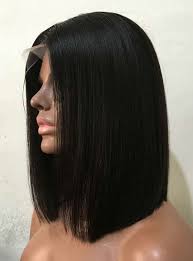Black Bob Wig With Bangs Human Hair Pin On Hair