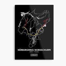 For the interactive, zoomable map with racing lines for several vehicles, simulation videos, downloads, writeups and more, visit the track page. Nurburgring Nordschleife Germany Track Map 2 0 Red Metal Print By Andreanastasio Redbubble