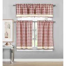 3 Piece Plaid Checkered Gingham Kitchen Curtain Set 35 Cotton 1 Valance 2 Tier Pan Country Kitchen Curtains Vintage Kitchen Curtains Kitchen Curtain Sets