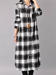 Casual Women Long Sleeve Button Down Plaid Shirt Dress Women S Clothing From Clothing And Apparel On Banggood Com Plaid Dress Shirt Shirt Dress Long Shirt Dress