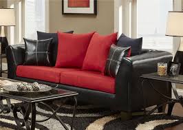 Harden Sofa Love Seat Cardinal Red Black Microfiber And Faux Leather Sofa By Delta Furniture Manufacturing At Sam Black Living Room Love Seat Faux Leather Sofa
