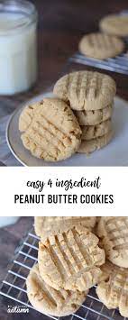 Easy Peanut Butter Cookies Just 4 Ingredients Recipe Easy Peanut Butter Butter Cookies Peanut Butter Cookies