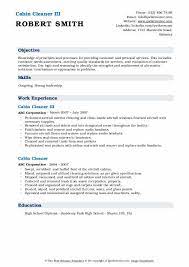 Cabin Cleaner Resume Samples Qwikresume