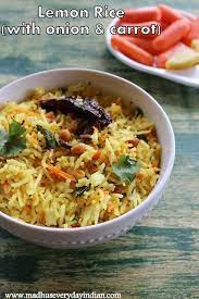 Lemon Rice With Onion And Carrot Video Recipe Easy Lunch Box Recipe Recipe Easy Rice Recipes Lemon Rice Tasty Vegetarian Recipes