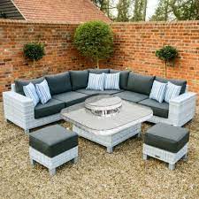 Richmond Corner Dining Set With Adjustable Table Slate Rattan Outside Edge Metal Garden Furniture Corner Dining Set Rattan Patio Furniture Metal Garden Furniture