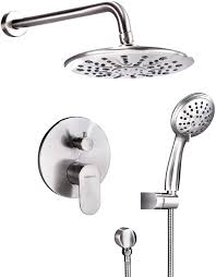 The type of faucet you intend to purchase is the most crucial factor you need to consider when shopping for a new bathroom faucet. Shower System Wall Mounted Shower Faucet Set For Bathroom With High Pressure 8 Rain Shower Head And 3 Setting Handheld Shower Head Brushed Nickel Rough In Pressure Balance Valve Included Amazon Com