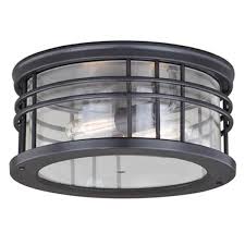 Bring effortless light into your kitchen, bathroom, or back patio with this flush mount light. Cascadia Wrightwood 2 Light Black Round Outdoor Flush Mount Ceiling Light T0361 Rona