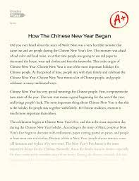 Chinese New Year Celebration Composition How The Chinese New Year Began Essay Example 539 Words Gradesfixer