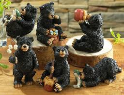 Set Of 6 Northwoods Black Bear Collectible Figurines Black Bear Decor Bear Decor Bear Bathroom Decor