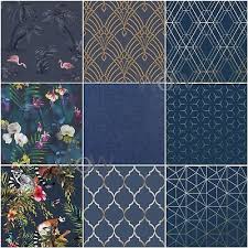 Midnight Blue Navy Wallpaper Geometric Metallic Tropical Animals Floral Trellis Ebay Blue Floral Wallpaper Blue Wallpaper Bedroom Dark Blue Wallpaper