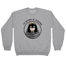 After being hit by a quirk erasing bullet from tomura, aizawa is forced to immediately amputate his right leg below the knee to protect his quirk. I D Rather Be Sleeping Eraserhead Shota Aizawa Pullovers Lookhuman