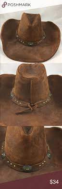Nwt Minnetonka Silverton Leather Hat Size M Nwt Minnetonka Silverton Dude Nubuck Leather Cowboy Hat Thi Leather Cowboy Hats Leather Hats Nubuck Leather