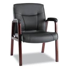 Alera Madaris Series Leather Guest Chair W Wood Trim Four Legs Black Mahogany Walmart Com Guest Chair Black Leather Armchair Black Leather Upholstery