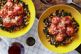 Chicken Meatballs Fregola Sarda With Kale Sicilian Tomato Sauce Recipe Chicken Meatballs Fregola Easy Tomato Sauce