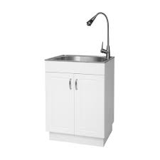 Cabinet sink trays to use the extra space in front of kitchen, bar, laundry sinks. Glacier Bay All In One 24 2 In X 21 3 In X 33 8 In Stainless Steel Laundry Sink With Faucet And Storage Cabinet Ql033 The Home Depot