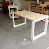 Trestle table legs available at the diy furniture store i used 28 tall, heavy duty trestle legs with a beautiful mint colored powder coat finish; 1
