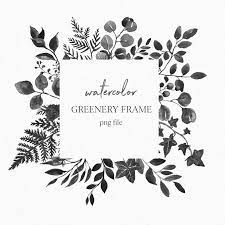 Watercolor Greenery Frame Clip Art Black White Wreath Etsy In 2021 Frame Clipart Clip Art Botanical Line Drawing