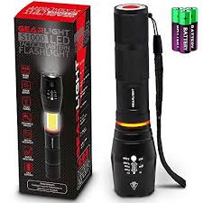 Gearlight Led Tactical Flashlight S1000 With Lantern And Magnet White And Red Work Light Zoomable Water Resistan Tactical Flashlight Work Lights Tac Light