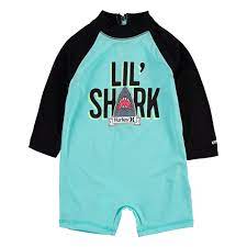 Baby Boy Hurley Lil Shark Upf 50 Rash Guard Romper