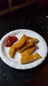 Preheat oil to 350 degrees f. Chicken Patty Cut Into Strips Served With Ketchup Shittyfoodporn